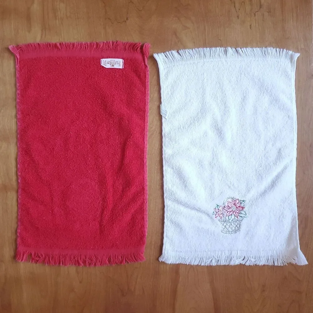 Vintage Lot of 4 Christmas Hand Dish Kitchen Terry Cloth Towels Made in USA